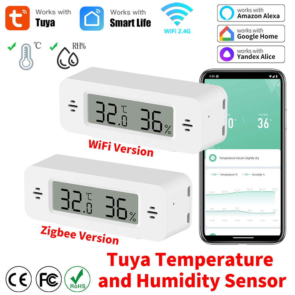 Tuya WiFi/Zigbee 温度湿度センサー スマート - Digital Hygrometer Probe のレビューと価格